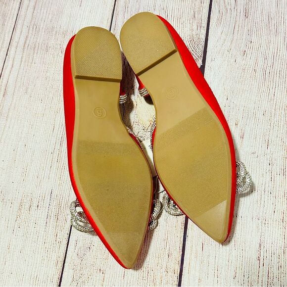 Women's Juliette Bow Ballet Flats - A New Day Red 6 NEW - Picture 7 of 11